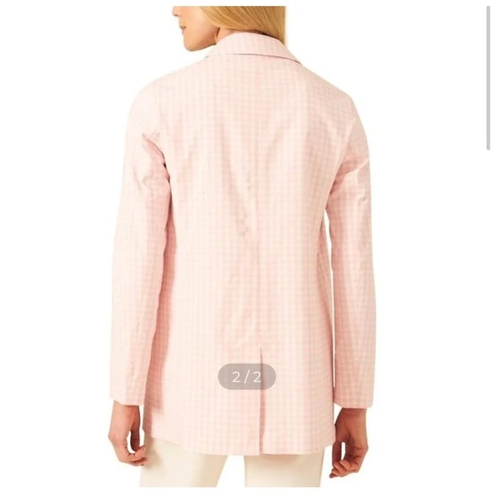 J McLaughlin Tyra‎ Coat Size Large Pink Gingham Trench Coat